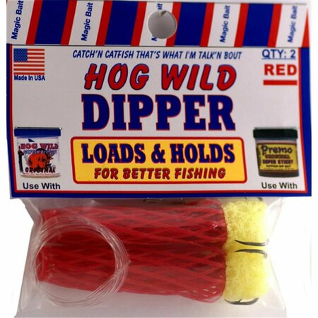 MAGIC CATFISH BAIT Hogwild Dipper Worm, Red, 2PK BDW23